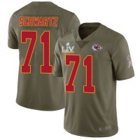 Nike Kansas City Chiefs #71 Mitchell Schwartz Olive Youth Super Bowl LV Bound Stitched NFL Limited 2017 Salute To Service Jersey