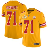 Nike Kansas City Chiefs #71 Mitchell Schwartz Gold Youth Super Bowl LV Bound Stitched NFL Limited Inverted Legend Jersey
