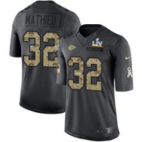 Nike Kansas City Chiefs #32 Tyrann Mathieu Black Youth Super Bowl LV Bound Stitched NFL Limited 2016 Salute to Service Jersey