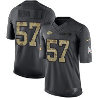 Nike Kansas City Chiefs #57 Orlando Brown Jr. Black Youth Stitched NFL Limited 2016 Salute to Service Jersey