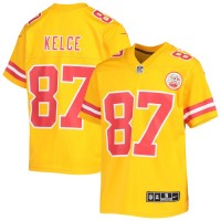 Kansas City Kansas City Chiefs #87 Travis Kelce Nike Youth Gold Inverted Team Game Jersey