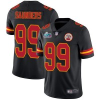 Nike Kansas City Chiefs #99 Khalen Saunders Black Super Bowl LVII Patch Youth Stitched NFL Limited Rush Jersey