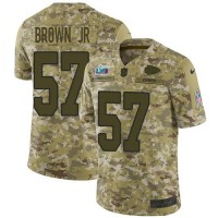 Nike Kansas City Chiefs #57 Orlando Brown Jr. Camo Super Bowl LVII Patch Youth Stitched NFL Limited 2018 Salute To Service Jersey