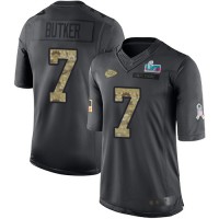 Nike Kansas City Chiefs #7 Harrison Butker Black Super Bowl LVII Patch Youth Stitched NFL Limited 2016 Salute to Service Jersey