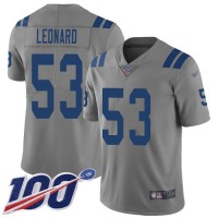 Nike Indianapolis Colts #53 Darius Leonard Gray Youth Stitched NFL Limited Inverted Legend 100th Season Jersey
