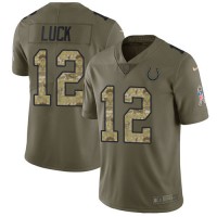 Nike Indianapolis Colts #12 Andrew Luck Olive/Camo Youth Stitched NFL Limited 2017 Salute to Service Jersey