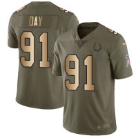 Nike Indianapolis Colts #91 Sheldon Day Olive/Gold Youth Stitched NFL Limited 2017 Salute To Service Jersey