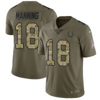 Nike Indianapolis Colts #18 Peyton Manning Olive/Camo Youth Stitched NFL Limited 2017 Salute to Service Jersey