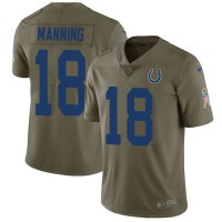 Nike Indianapolis Colts #18 Peyton Manning Olive Youth Stitched NFL Limited 2017 Salute to Service Jersey