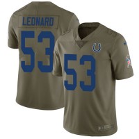 Nike Indianapolis Colts #53 Darius Leonard Olive Youth Stitched NFL Limited 2017 Salute to Service Jersey