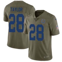 Nike Indianapolis Colts #28 Jonathan Taylor Olive Youth Stitched NFL Limited 2017 Salute To Service Jersey