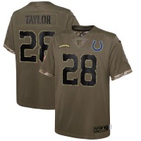 Indianapolis Indianapolis Colts #28 Jonathan Taylor Nike Youth 2022 Salute To Service Limited Jersey - Olive