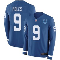 Nike Indianapolis Colts #9 Nick Foles Royal Blue Team Color Youth Stitched NFL Limited Therma Long Sleeve Jersey