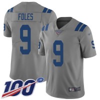 Nike Indianapolis Colts #9 Nick Foles Gray Youth Stitched NFL Limited Inverted Legend 100th Season Jersey