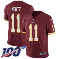 Nike Washington Commanders #11 Carson Wentz Burgundy Red Team Color Youth Stitched NFL 100th Season Vapor Limited Jersey