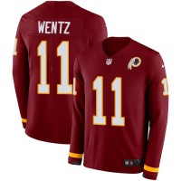 Nike Washington Commanders #11 Carson Wentz Burgundy Red Team Color Youth Stitched NFL Limited Therma Long Sleeve Jersey