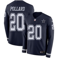 Nike Dallas Cowboys #20 Tony Pollard Navy Blue Team Color Youth Stitched NFL Limited Therma Long Sleeve Jersey