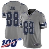 Nike Dallas Cowboys #88 CeeDee Lamb Gray Youth Stitched NFL Limited Inverted Legend 100th Season Jersey