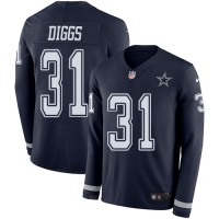 Nike Dallas Cowboys #31 Trevon Diggs Navy Blue Team Color Youth Stitched NFL Limited Therma Long Sleeve Jersey