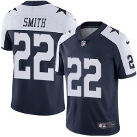 Nike Dallas Cowboys #22 Emmitt Smith Navy Blue Thanksgiving Youth Stitched NFL Vapor Untouchable Limited Throwback Jersey