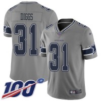 Nike Dallas Cowboys #31 Trevon Diggs Gray Youth Stitched NFL Limited Inverted Legend 100th Season Jersey