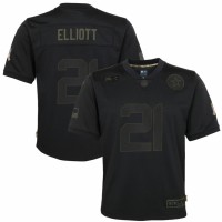 Dallas Dallas Cowboys #21 Ezekiel Elliott Nike Youth 2020 Salute to Service Game Jersey Black