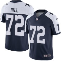 Nike Dallas Cowboys #72 Trysten Hill Navy Blue Thanksgiving Youth Stitched NFL 100th Season Vapor Throwback Limited Jersey