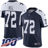 Nike Dallas Cowboys #72 Trysten Hill Navy Blue Thanksgiving Youth Stitched NFL 100th Season Vapor Throwback Limited Jersey