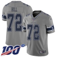 Nike Dallas Cowboys #72 Trysten Hill Gray Youth Stitched NFL Limited Inverted Legend 100th Season Jersey
