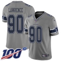 Nike Dallas Cowboys #90 Demarcus Lawrence Gray Youth Stitched NFL Limited Inverted Legend 100th Season Jersey