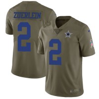 Nike Dallas Cowboys #2 Greg Zuerlein Olive Youth Stitched NFL Limited 2017 Salute To Service Jersey