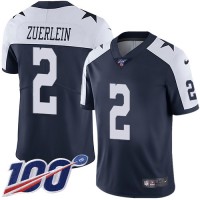Nike Dallas Cowboys #2 Greg Zuerlein Navy Blue Thanksgiving Youth Stitched NFL 100th Season Vapor Throwback Limited Jersey