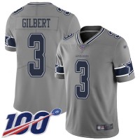 Nike Dallas Cowboys #3 Garrett Gilbert Gray Youth Stitched NFL Limited Inverted Legend 100th Season Jersey