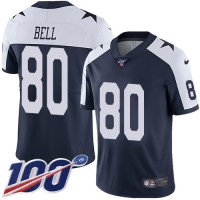 Nike Dallas Cowboys #80 Blake Bell Navy Blue Thanksgiving Youth Stitched NFL 100th Season Vapor Throwback Limited Jersey