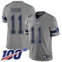 Nike Dallas Cowboys #11 Micah Parsons Gray Youth Stitched NFL Limited Inverted Legend 100th Season Jersey