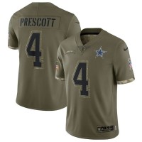 Dallas Dallas Cowboys #4 Dak Prescott Nike Youth 2022 Salute To Service Limited Jersey - Olive