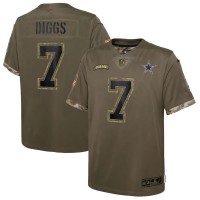Dallas Dallas Cowboys #7 Trevon Diggs Nike Youth 2022 Salute To Service Limited Jersey - Olive