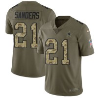 Nike Dallas Cowboys #21 Deion Sanders Olive/Camo Youth Stitched NFL Limited 2017 Salute to Service Jersey
