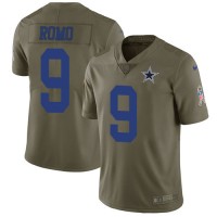 Nike Dallas Cowboys #9 Tony Romo Olive Youth Stitched NFL Limited 2017 Salute to Service Jersey