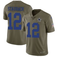 Nike Dallas Cowboys #12 Roger Staubach Olive Youth Stitched NFL Limited 2017 Salute to Service Jersey