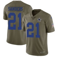 Nike Dallas Cowboys #21 Deion Sanders Olive Youth Stitched NFL Limited 2017 Salute to Service Jersey