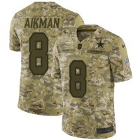 Nike Dallas Cowboys #8 Troy Aikman Camo Youth Stitched NFL Limited 2018 Salute to Service Jersey