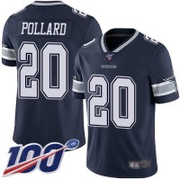 Nike Dallas Cowboys #20 Tony Pollard Navy Blue Team Color Youth Stitched NFL 100th Season Vapor Limited Jersey