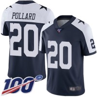 Nike Dallas Cowboys #20 Tony Pollard Navy Blue Thanksgiving Youth Stitched NFL 100th Season Vapor Throwback Limited Jersey