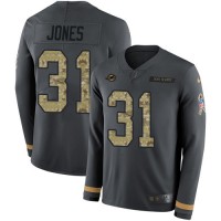 Nike Miami Dolphins #31 Byron Jones Anthracite Salute to Service Youth Stitched NFL Limited Therma Long Sleeve Jersey