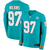 Nike Miami Dolphins #97 Christian Wilkins Aqua Green Team Color Youth Stitched NFL Limited Therma Long Sleeve Jersey