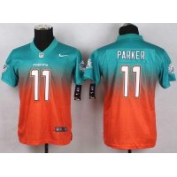 Nike Miami Dolphins #11 DeVante Parker Aqua Green/Orange Youth Stitched NFL Elite Fadeaway Fashion Jersey