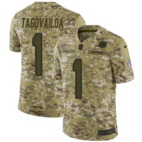 Nike Miami Dolphins #1 Tua Tagovailoa Camo Youth Stitched NFL Limited 2018 Salute To Service Jersey