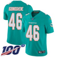 Nike Miami Dolphins #46 Noah Igbinoghene Aqua Green Team Color Youth Stitched NFL 100th Season Vapor Untouchable Limited Jersey