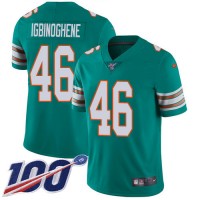 Nike Miami Dolphins #46 Noah Igbinoghene Aqua Green Alternate Youth Stitched NFL 100th Season Vapor Untouchable Limited Jersey